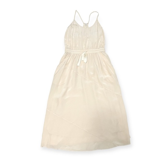Aritzia Wilfred Silk Sleeveless Tie Waist Racerback Midi Dress Ivory Size Small - Picture 7 of 15